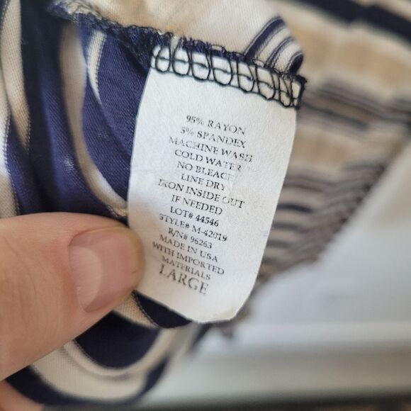 Jason Maxwell Striped Maxi Skirt Navy Cream Nautical Coastal Soft Girl Casual L - Picture 6 of 7